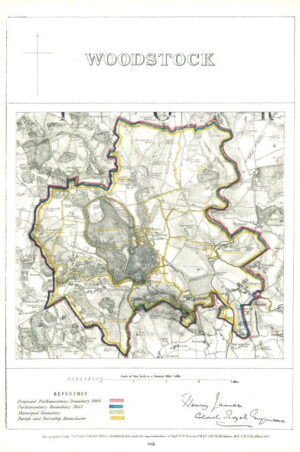 1868 Oxfordshire Boundary Commission Ordnance MAP PLAN of WOODSTOCK (BC190)