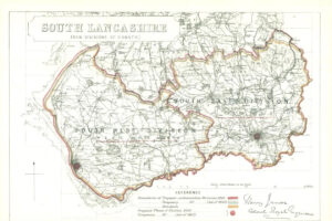 1868 Lancashire Boundary Commission Ordnance MAP PLAN SOUTH LANCASHIRE (BC247)