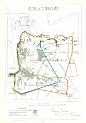 1868 Kent Boundary Commission Ordnance MAP PLAN of CHATHAM (BC33)