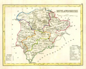1860 Joshua Archer map of RUTLANDSHIRE England with outline colour (AM3/42)