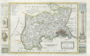1733 - Rare Original Antique Map of MIDDLESEX by Herman Moll hand coloured (1)