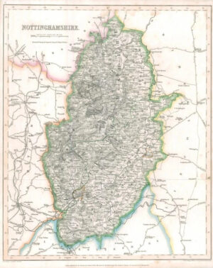 1842 Engraved Map of NOTTINGHAMSHIRE by Fisher (FM2/24)