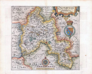1607 - RARE 1st Edition Original Antique Map OXFORDSHIRE by Saxton Kip/Hole