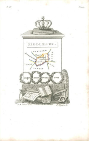 1823 Original Decorative Antique Map - MIDDLESEX by Perrot (29)