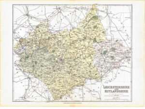 1885 Large Map of the County of LEICESTERSHIRE & RUTLANDSHIRE by Weller (PCM21)