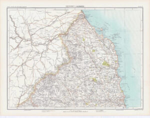 c1885 Map ENGLAND - SECTION I ALNWICK Northumberland Bartholomew (RA17)