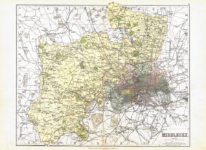 1885 Large Map of the County of MIDDLESEX by Weller (PCM23)