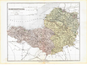 1885 Large Map of the County of SOMERSETSHIRE by Weller (PCM31)