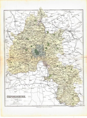 1885 Large Map of the County of OXFORDSHIRE by Weller (PCM29)