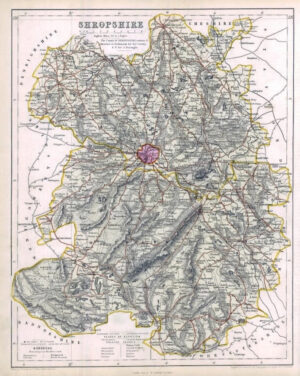 1842 Engraved Map of SHROPSHIRE by Fisher (FM2/26)
