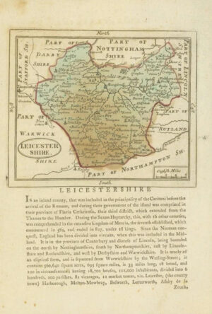 c1787 Original Antique map J SELLER "LEICESTERSHIRE" original hand colour (008)
