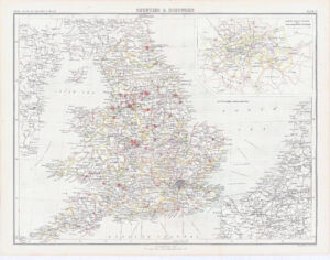 c1885 Large Map ENGLAND WALES COUNTIES & BOROUGHS London Bartholomew (RA1)