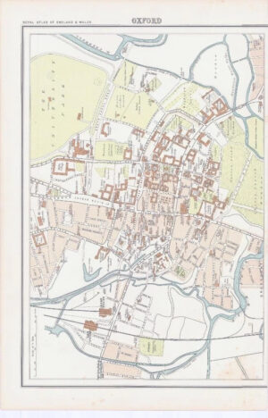 c1885 Map ENGLAND - OXFORD Oxfordshire Bartholomew (RA72)