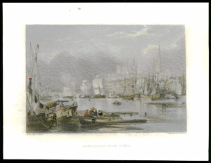 1842 Antique Colour Engraving - NORTHUMBERLAND View of NEWCASTLE UPON TYNE (091)