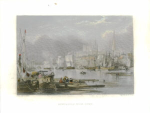 1842 Antique Colour Engraving - NORTHUMBERLAND View of NEWCASTLE UPON TYNE (091)