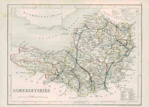 1855 - Original antique map of "SOMERSETSHIRE" Somerset by JOSHUA ARCHER (41)