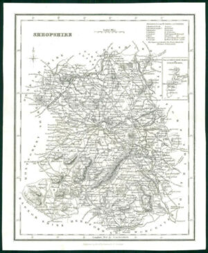 c1860 - Original Antique Map of SHROPSHIRE by Fullerton & Archer (bm4)