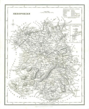c1860 - Original Antique Map of SHROPSHIRE by Fullerton & Archer (bm4)