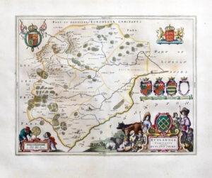 1659 Original Map of RUTLAND Rutlandia by Blaeu Spanish Edition (EB)