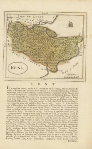 c1787 Original Antique map by J SELLER "KENT" with original hand colour (006)