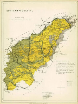 1904 Original Antique Colour Map of NORTHAMPTONSHIRE Geological (41)