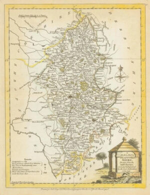 c1770 - Original Antique Map STAFFORDSHIRE by J ELLIS Colour (LM5)