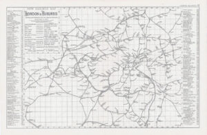 1883 Large NEW RAILWAY MAP OF LONDON AND SUBURBS Ordnance Survey by Bacon (BO93)