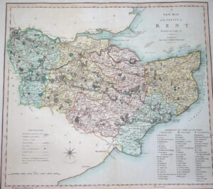 1804 - Original Antique LARGE MAP of 'KENT' by Smith 1st Edition (LM4)