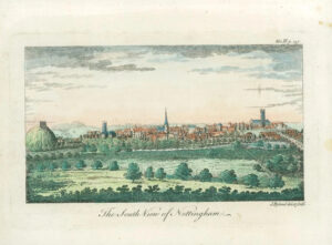1784 Original Antique Print - SOUTH VIEW OF NOTTINGHAM (wv10)