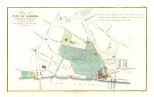 c1818 Large Engraving London View Plan Part of Lambeth Shewing Situation (MB25)