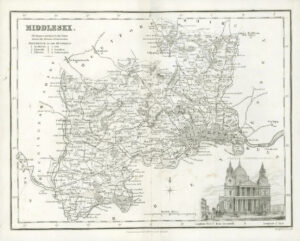1836 - Original Antique Map of MIDDLESEX St Pauls Cathedral by Fullerton (22)