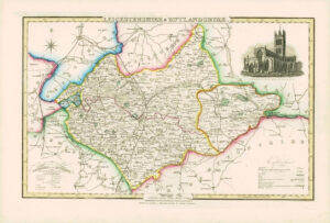 1846 - Original Antique Map of LEICESTERSHIRE & RUTLANDSHIRE by Slater