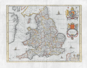 1659 Antique Map ANGLIA REGNUM England Wales by Blaeu Spanish Edition (EB)
