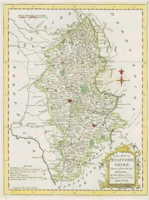 1764 Original Antique Map - STAFFORDSHIRE by Thomas KITCHIN Hand coloured (33)