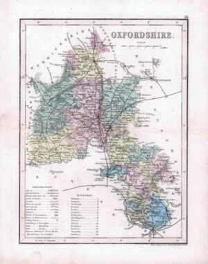 1860 - Original antique colour map of "OXFORDSHIRE" by Joshua Archer (30)