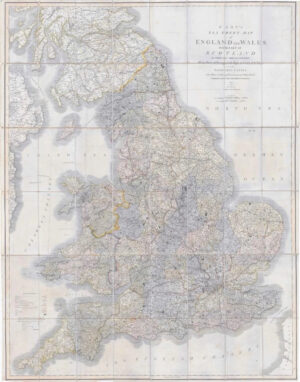 1842 MASSIVE Folding Six Sheet Map ENGLAND & WALES part Scotland by John Cary