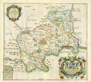 1673 1st ISSUE Map of MIDDLESEX  'A MAPP OF MIDLESEX Hundreds' by Richard Blome