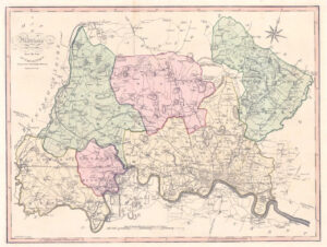 1800-10 Large Engraved Map of MIDDLESEX by John Cary Original Colour (CL18)