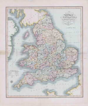 1833 Large Engraved Map ENGLAND & WALES by William Ebden Duncan Colour (DUK46)