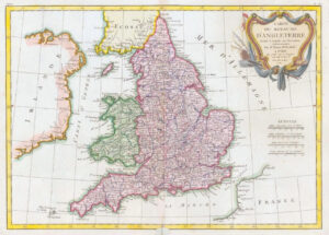 1771 Large Antique Map ENGLAND & WALES Royaume D'Angleterre by Janvier (BLM)