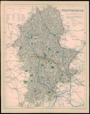 1842 - Original Antique Map of STAFFORDSHIRE by Fisher (38)
