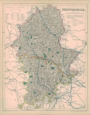 1842 - Original Antique Map of STAFFORDSHIRE by Fisher (38)