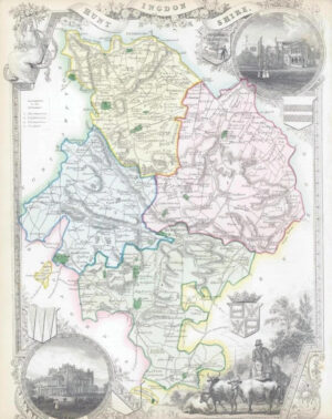 1837 Original decorative Antique MAP - HUNTINGDONSHIRE Thomas Moule Colour (14)