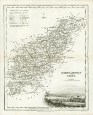 1836 - Original Antique Map of NORTHAMPTONSHIRE by Fullerton (25)