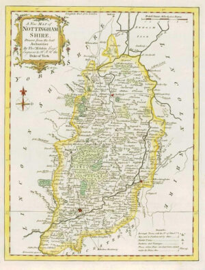 1764 Original Antique Map NOTTINGHAMSHIRE by Thomas KITCHIN Hand coloured (28)