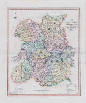 1833 Large Engraved Map SHROPSHIRE William Ebden Duncan Original Colour (DUK27)