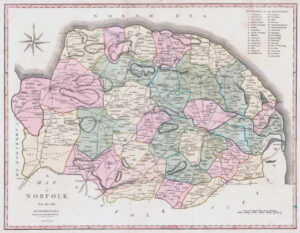 1800-10 Large Engraved Map of NORFOLK by John Cary with Original Colour (CL20)