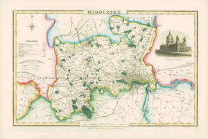 1846 - Original Antique Map of MIDDLESEX by Slater ST PAUL'S CATHEDRAL LONDON
