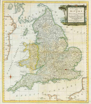 1762 Antique Map ACCURATE MAP OF THE RIVERS OF ENGLAND WALES Robert Sayer (LM6)