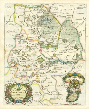 1673 1st ISSUE Map Huntingdonshire 'A MAPP OF HUNTINGTONSHIRE' by Richard Blome